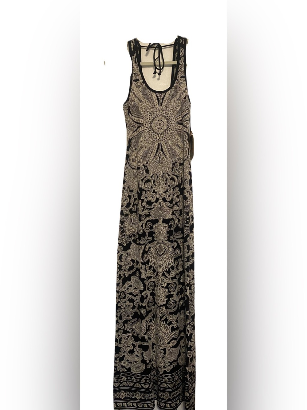 New Billabong Black & White Cutout Back Maxi Dress Sexy Boho Women’s Large
